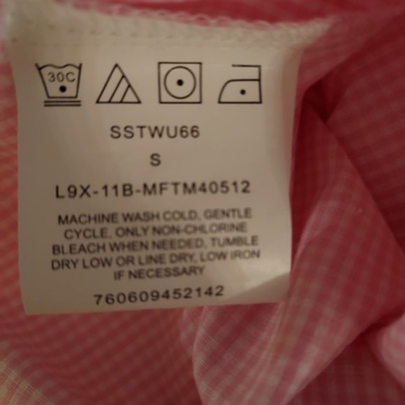 Riders by Lee Easy Care Pink White Gingham Check Button Down Shirt Size S NWOT - Picture 8 of 8